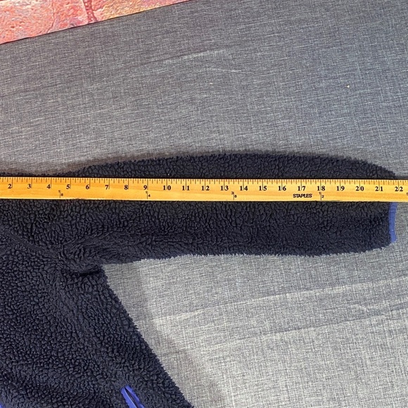 J.Crew XS Navy Faux Fur Sherpa Fleece Jacket Zip-Up Women’s Cozy - Picture 7 of 10